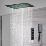 Matte Black 20'' or 24'' Ceiling or Flush Waterfall and Rainfall Digital Shower Set with Hand Shower
