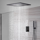 Matte Black 20'' or 24'' Ceiling or Flush Waterfall and Rainfall Digital Shower Set with Hand Shower