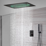 Matte Black 20'' or 24'' Ceiling or Flush Waterfall and Rainfall Digital Shower Set with Hand Shower