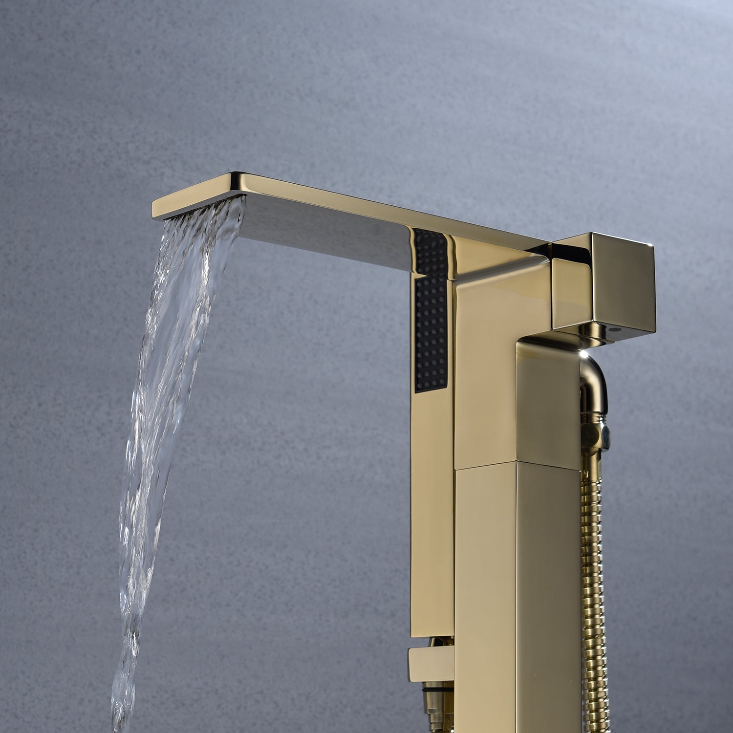 Waterfall Brushed Gold Finish Single Handle Floor Mount