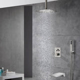 Brushed nickel Ceiling mount Brushed gold 3 way Thermostatic Shower valve system with tub spout that each function run all together and separately