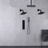 Matte Black Ceiling Mount 4-Way Digital Thermostatic Shower Faucet with Dual 6" Regular Head