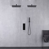Wall mount 12 inch or 16 inch matte black rainfall shower system 3 way thermostatic Shower faucet