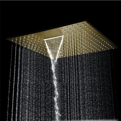 Brushed Gold Ceiling Mount 20'' Or 24'' rainfall waterfall Shower Head ...