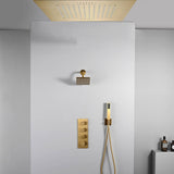 20 inch ceiling or flush mount Brushed gold 3 way thermostatic shower faucet with high pressure 6 '' head  and handle sprayer