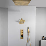 20 inch ceiling or flush mount Brushed gold 3 way thermostatic shower faucet with high pressure 6 '' head  and handle sprayer