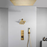 20 inch ceiling or flush mount Brushed gold 3 way thermostatic shower faucet with high pressure 6 '' head  and handle sprayer