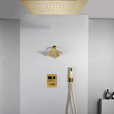 20 inch ceiling or flush mount Brushed gold 3 way thermostatic shower faucet with high pressure 6 '' head  and handle sprayer