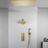 20 inch ceiling or flush mount Brushed gold 3 way thermostatic shower faucet with high pressure 6 '' head  and handle sprayer