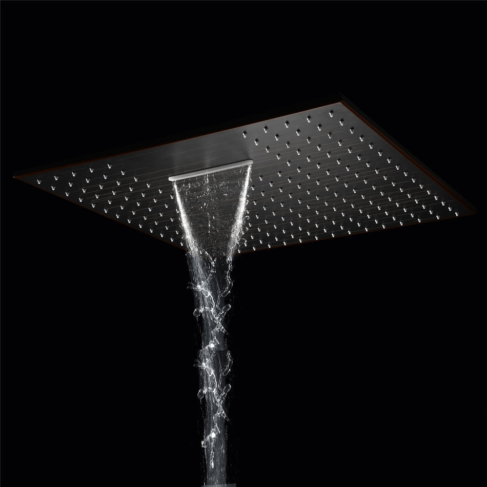 Oil Rubbed Bronze Ceiling Mount 20-Inch Rainfall Waterfall Shower Head with 4-Way Thermostatic System with second 20-Inch Rainfall Shower Head