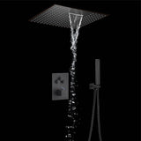 20-inch Rainfall Waterfall Light Ceiling Mounted Oil Rubbed Bronze 3-Way Thermostatic Shower Faucet System