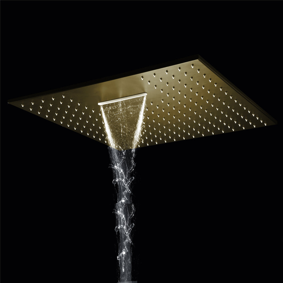 12 inch rainfall waterfall shower head brushed nickel or brushed gold or matte black