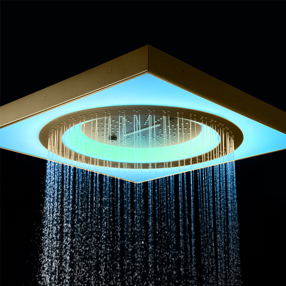 48" x 24" Flush Mount Rainfall Waterfall Shower System with LED, 6-Way ...