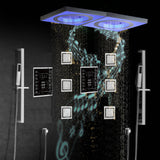 48" x 24" Flush Mount Rainfall Waterfall Shower System with LED, 6-Way touch Thermostatic Faucet, Dual Regular Heads