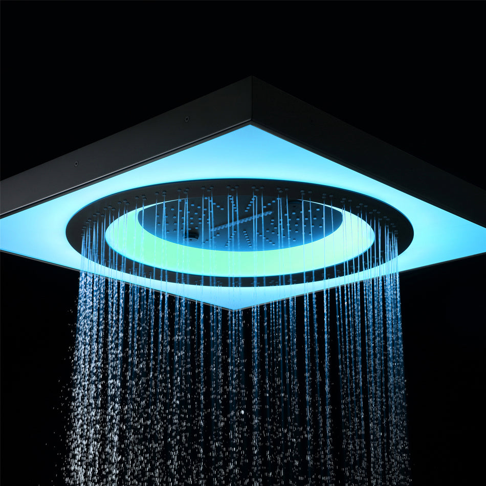 24" 3-Function Flush Mount Shower Head with LED, Bluetooth, 3 Finish Options