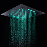 Brushed Gold or Matte Black Or Brushed Nickel 20-Inch Rainfall Waterfall Mist Shower Head: Bluetooth Music and 64 LED Lights for an Immersive Shower Experience, Flush Mounted