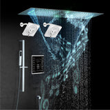 Brushed Gold or matte black or brushed nickel or chrome 35" Bluetooth Music LED Shower System with Waterfall, 6-Way Touch Digital Thermostatic Valve, Dual Regular Head, Touch Panel