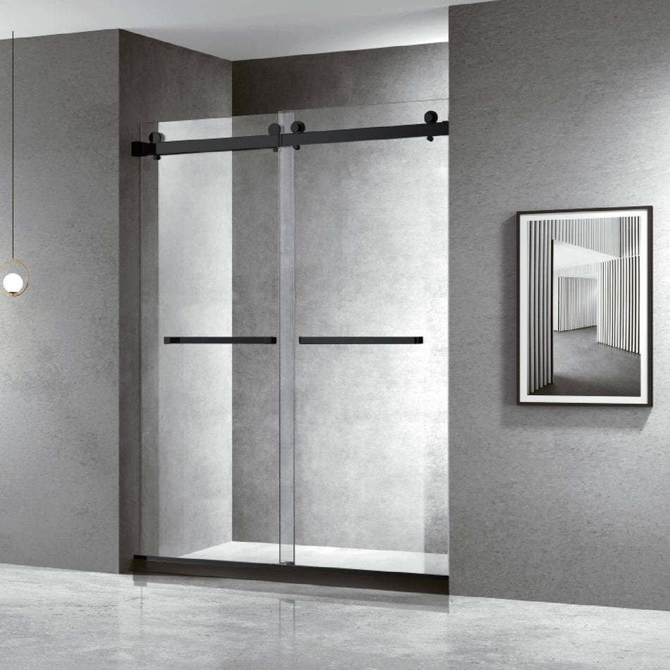 60''W X 76'' H Double Sliding Frameless Shower Door with Clear Glass