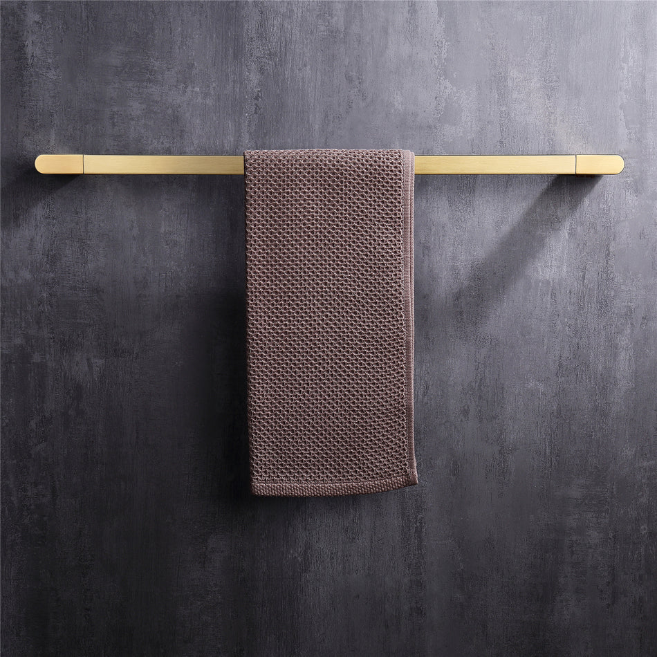 Luxurious 4-Piece Brass Brushed Gold Bathroom Hardware Set: Towel Bar, Towel Ring, Toilet Paper Holder, Robe Hook, and Tower Holder - Wall Mounted - wonderland shower inc