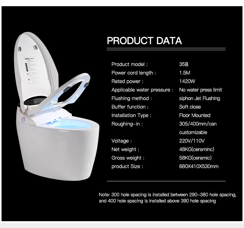 Experience Luxury and Convenience with our Smart Toilet Bidet Elongated Seat - Unlimited Warm Water, Wand Cleaning, Remote Control, and Night Ligh - wonderland shower inc