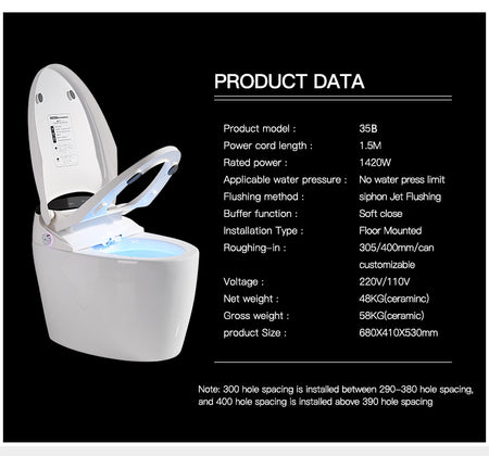 Experience Luxury and Convenience with our Smart Toilet Bidet Elongated Seat - Unlimited Warm Water, Wand Cleaning, Remote Control, and Night Ligh - wonderland shower inc