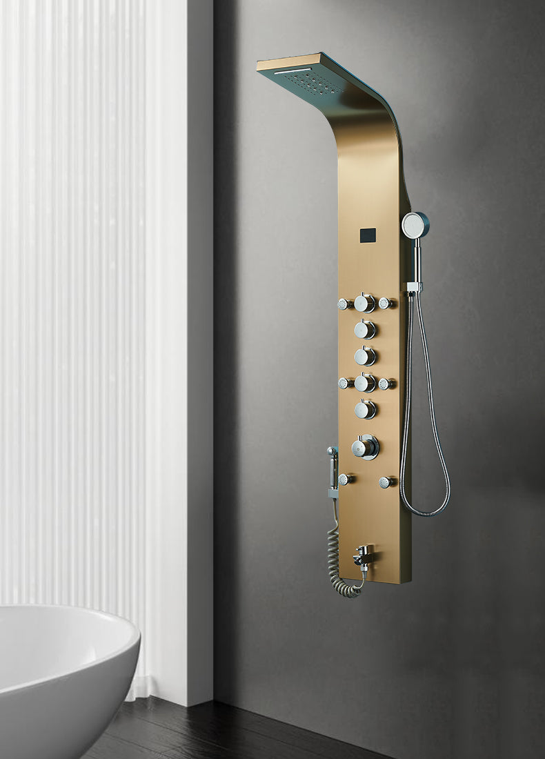 Brushed Gold or Rose Gold LED Rain & Waterfall 59'' Massage Tower - Simultaneous and Independent Functionality