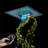 16-Inch Flushed Mount Shower Head: Rainfall, Waterfall, 64 LED Lights, Bluetooth Music, 4 Finish Colors Available