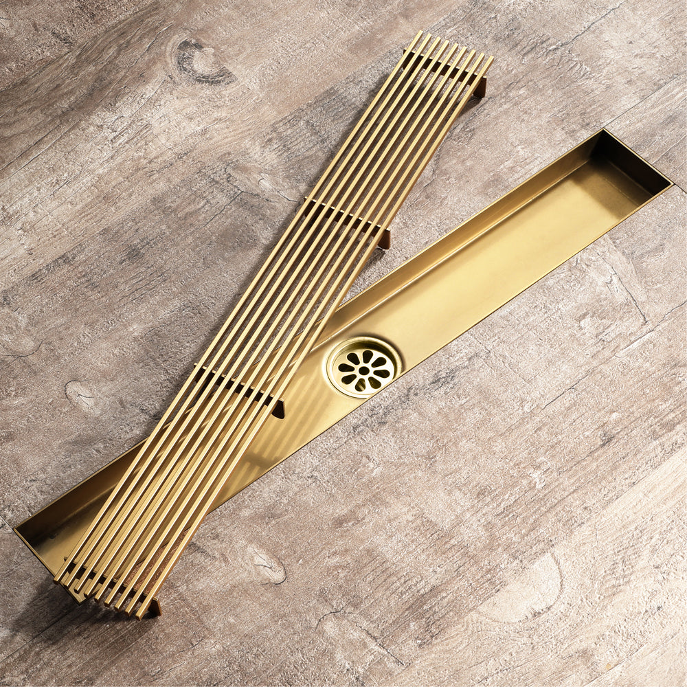Brushed gold Linear shower drain stainless steel material