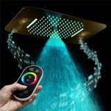 23'' X 15'' Flush-mount 64 LED Shower Head rainfall waterfall mist 3 functions
