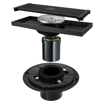 8 Inch Shower Linear Matte black Drain Rectangular Floor Drain with Ac ...