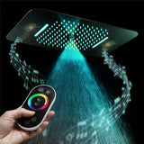 23'' X 15'' Flush-mount 64 LED Shower Head rainfall waterfall mist 3 functions
