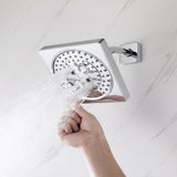 The durable ABS seven functions regular shower head 6 inch high water pressure 9 inch wall mount arm and flange
