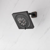 The durable ABS seven functions regular shower head 6 inch high water pressure 9 inch wall mount arm and flange