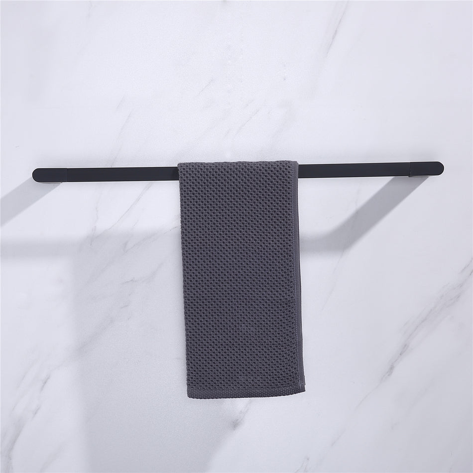 Luxurious 4-Piece Brass Matte Black Bathroom Hardware Set: Towel Bar, Towel Ring, Toilet Paper Holder, Robe Hook, and Tower Holder - Wall Mounted