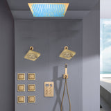 Flush Mount Shower Head with 6-Way Digital Faucet, Dual 6" Regular Head, 6 Body Jets