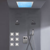 Flush Mount Shower Head with 6-Way Digital Faucet, Dual 6" Regular Head, 6 Body Jets