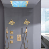 Flush Mount Shower Head with 6-Way Digital Faucet, Dual 6" Regular Head, Body Jets