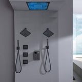 Flush Mount Shower Head with 6-Way Digital Faucet, Dual 6" Regular Head, Body Jets