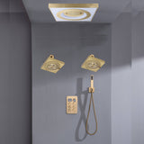 24" Flush Mount Shower Head 6-Way Digital Faucet with Dual 6" Regular Head in Brushed Gold, Nickel, or Matte Black