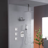 12" or 16" Ceiling Mount Rain Head with 4-Way Thermostatic Faucet and 4" Body Jet