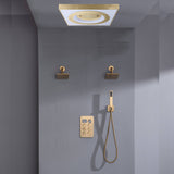 24" Flush Mount Shower Head 6-Way Digital Faucet with Dual 6" Regular Head in Brushed Gold, Nickel, or Matte Black