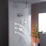 12" or 16" Ceiling Mount Rain Head with 4-Way Thermostatic Faucet and 4" Body Jet