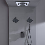 24" Flush Mount Shower Head 6-Way Digital Faucet with Dual 6" Regular Head in Brushed Gold, Nickel, or Matte Black