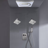 24" Flush Mount Shower Head 6-Way Digital Faucet with Dual 6" Regular Head in Brushed Gold, Nickel, or Matte Black