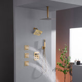 12" or 16" Ceiling Mount Rain Head with 4-Way Thermostatic Faucet and 4" Body Jet