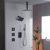 12" or 16" Ceiling Mount Rain Head with 4-Way Thermostatic Faucet and 4" Body Jet