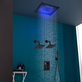 16" or 20" Flush Mount LED Rain Head Shower System with Dual Regular Heads