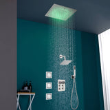 16" or 20" Flush Mount LED Rain Head Shower System with Regular Head and 3 Body Jets