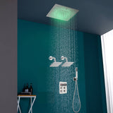 16" or 20" Flush Mount LED Rain Head Shower System with Dual Regular Heads