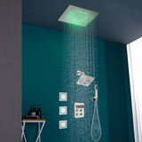 16" or 20" Flush Mount LED Rain Head Shower System with Regular Head and 3 Body Jets